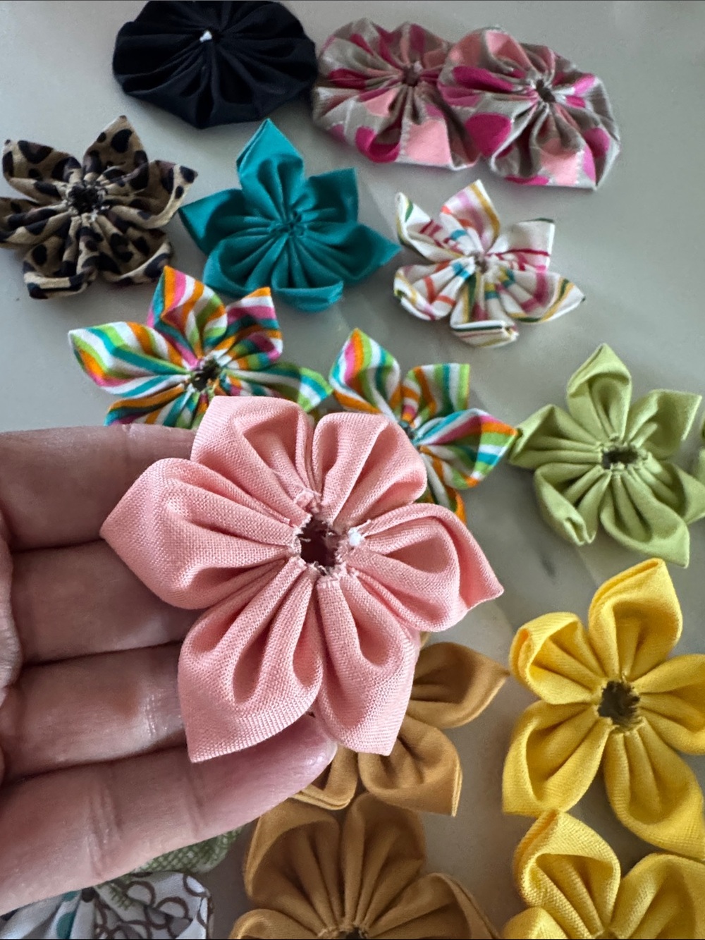 Colorful Fabric Flower Appliqués - Multi-Color Set - Picture 4 of 5